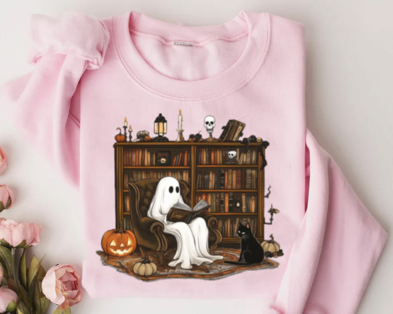 Ghost Reading A Book Halloween Swearshirt