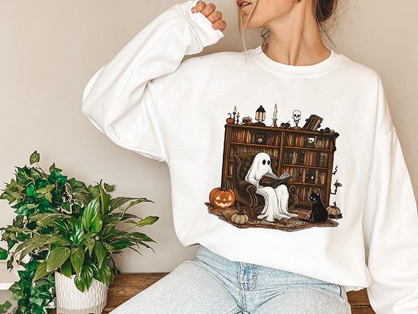 Ghost Reading A Book Halloween Swearshirt