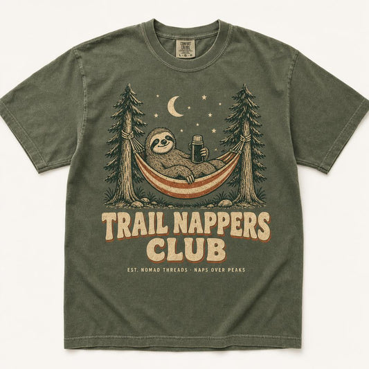 Trail Nappers Club tee in moss green