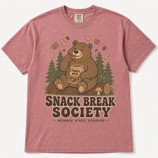 Snack Break Society tee in dusty rose